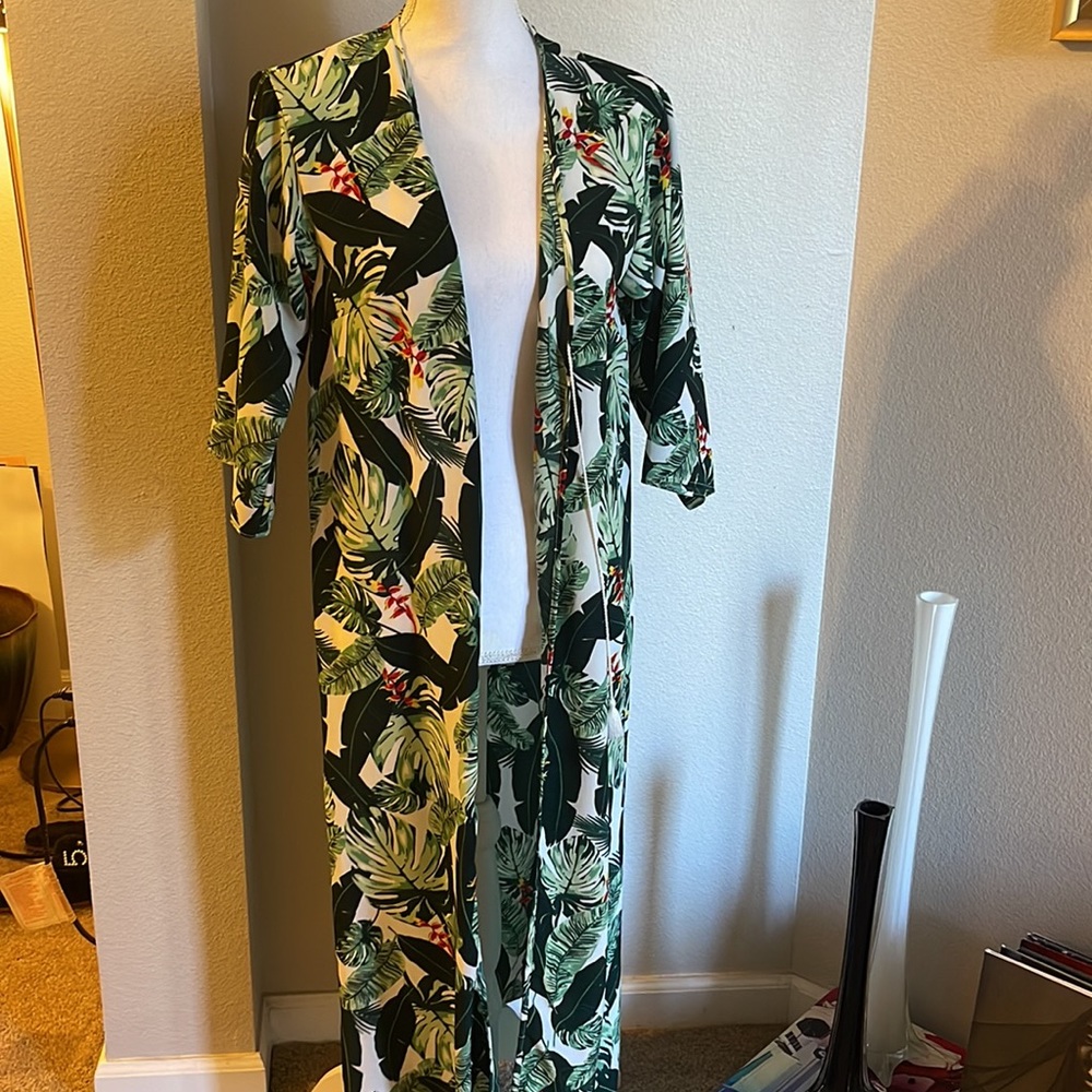 Rachel zoe green tropical duster #26 - Picture 3 of 5